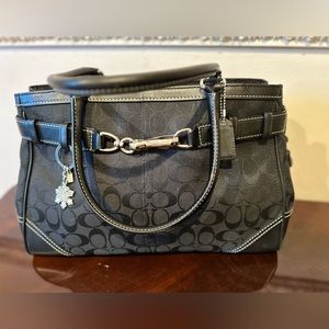 Coach Black Signature Canvas and Leather Hampton Tote